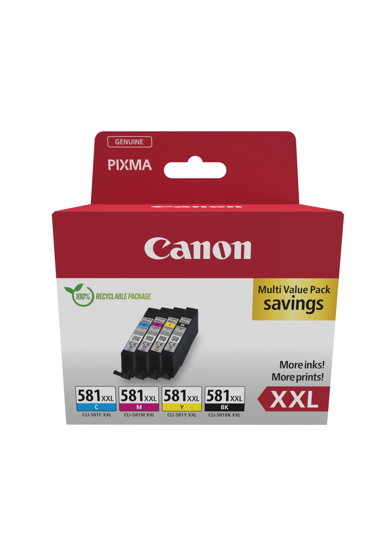 Cartucho de Tinta Original Canon CLI-581XXL Multipack Alta Capacidad/ Cian/ Magenta/ Amarillo/ Negro