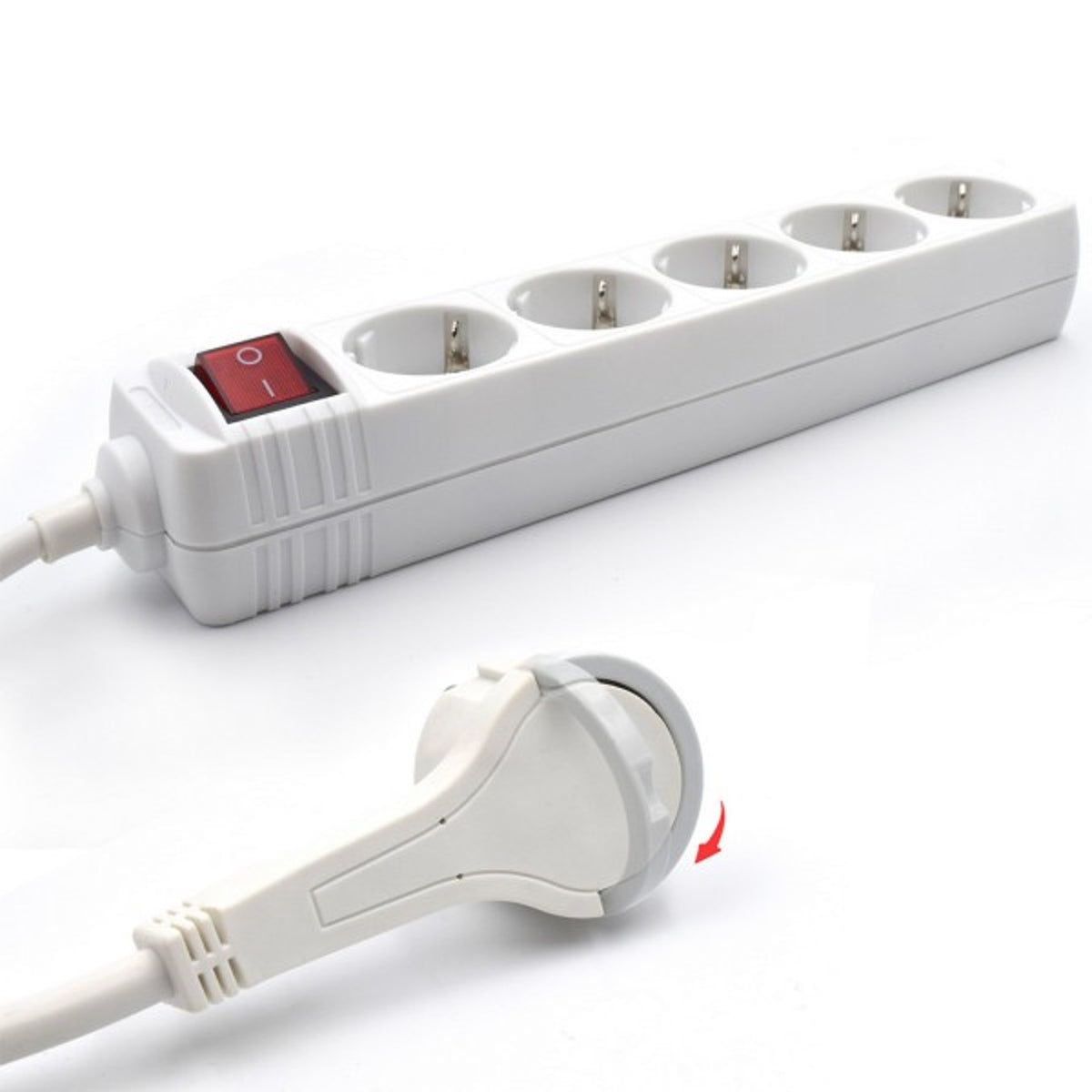 Regleta Ewent 5 tomas shucko interruptor y enchufe plano