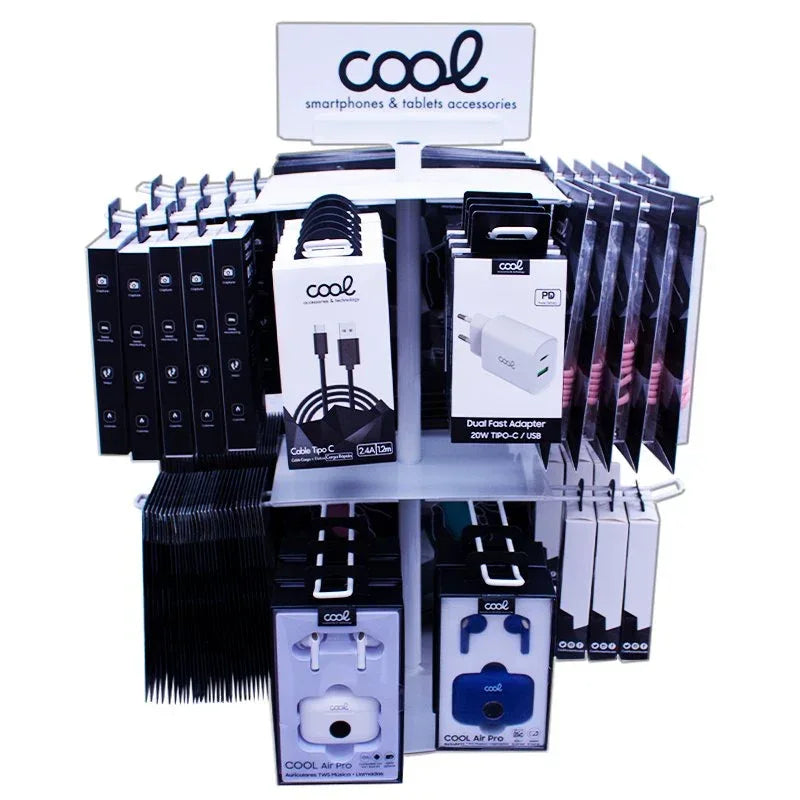 Expositor COOL Accesorios Metalico Giratorio Sobremesa (Blanco) - PixelPlaza