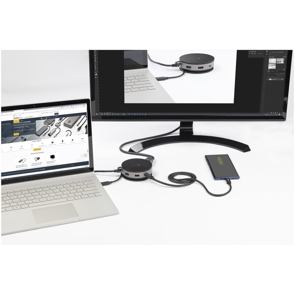 Mini docking startech USB 3.1 gen 2 de 10gbps tipo c con vídeo HDMI o displayport de 4K a 60hz o vga de 1080p