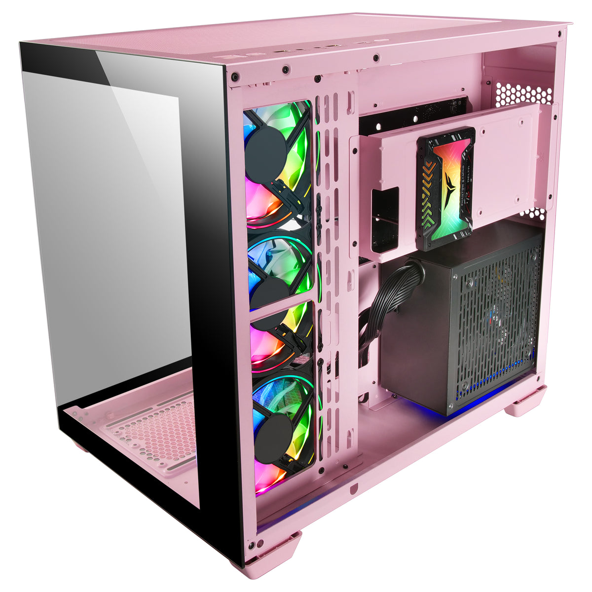 Caja ordenador mars gaming mcv4p premium custom xxl cristal templado rosa