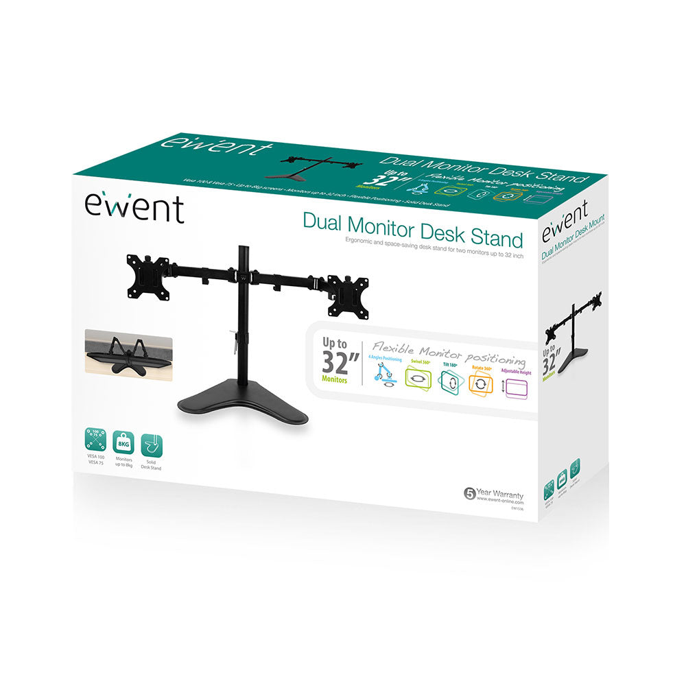 Soporte de mesa Ewent ew1536 para 2 monitores de hasta 32 pulgadas