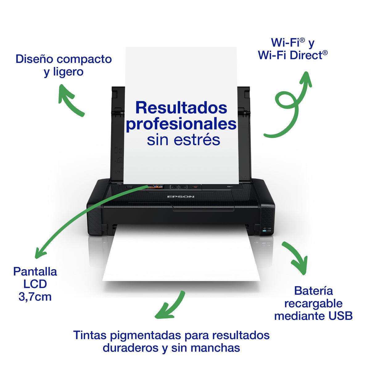 Impresora portátil Epson inyección color wf - 110w
