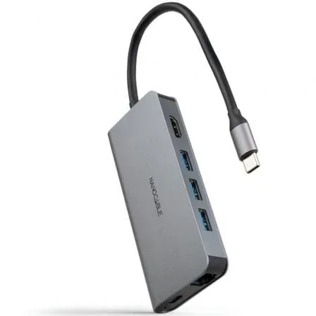 Docking Tipo-C Nanocable 10.16.4609/ 3xUSB/ 1xHDMI 4K/ 1xRJ45/ 1xLector tarjetas/ 1xUSB Tipo-C PD/ Gris - PixelPlaza