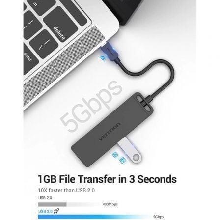 Hub USB Tipo-C Vention TGKBF/ 4xUSB/ 1xMicroUSB PD/ 1m - PixelPlaza