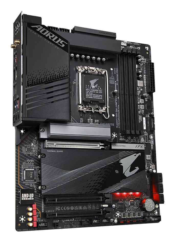 Placa base Gigabyte 1700 z790 aorus elite ax ATX · 4x DDR5 · 6x sata3 · 5x USB 3.2 · 1x USB tipo c · 4x USB 2.0