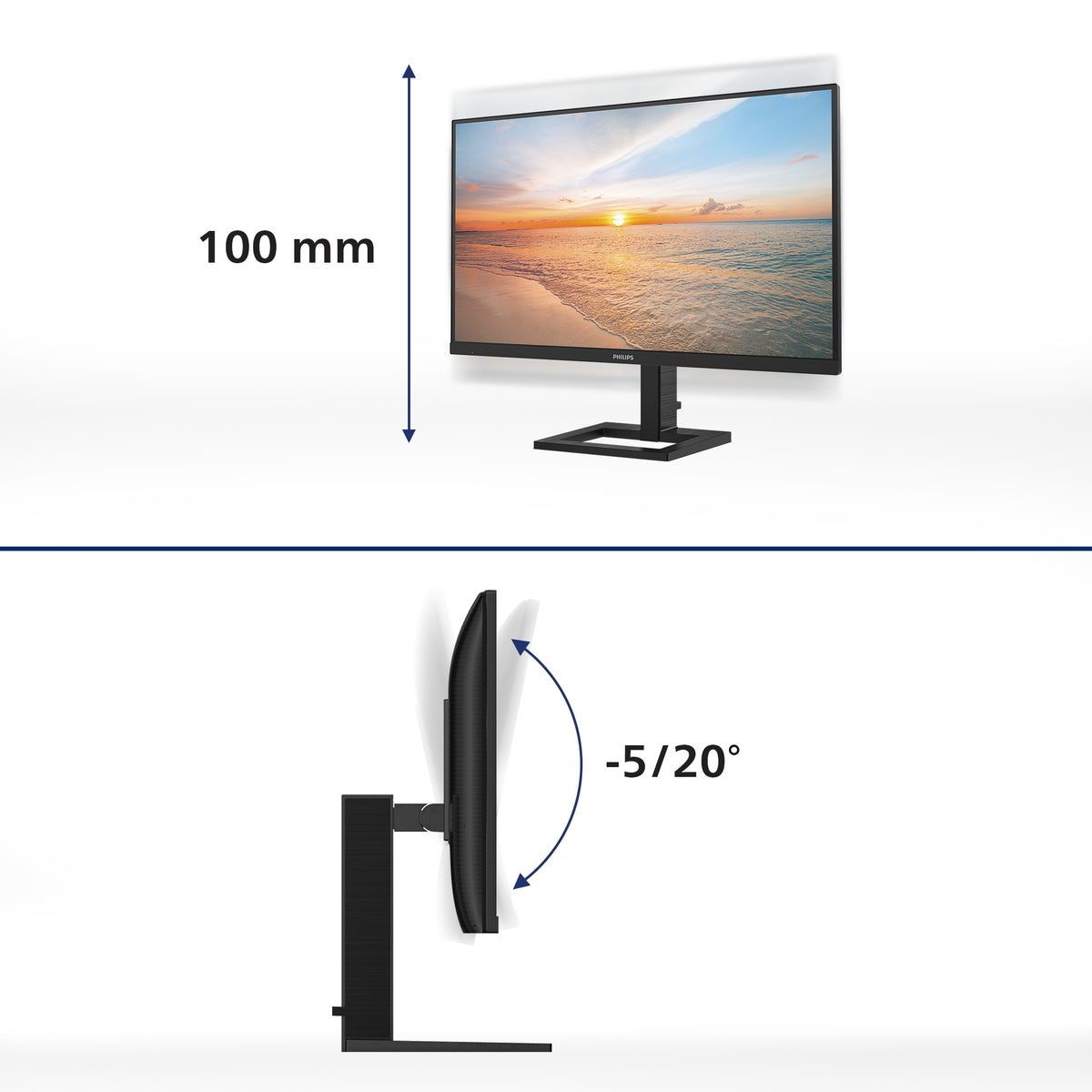 Monitor Profesional Philips 27E1N1800AE 27"/ 4K UHD/ Multimedia/ Regulable en altura/ Negro