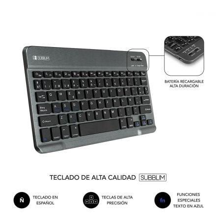 Funda con Teclado Subblim Keytab Pro Bluetooth para Tablets de 10.1"-10.8"/ Negra - PixelPlaza