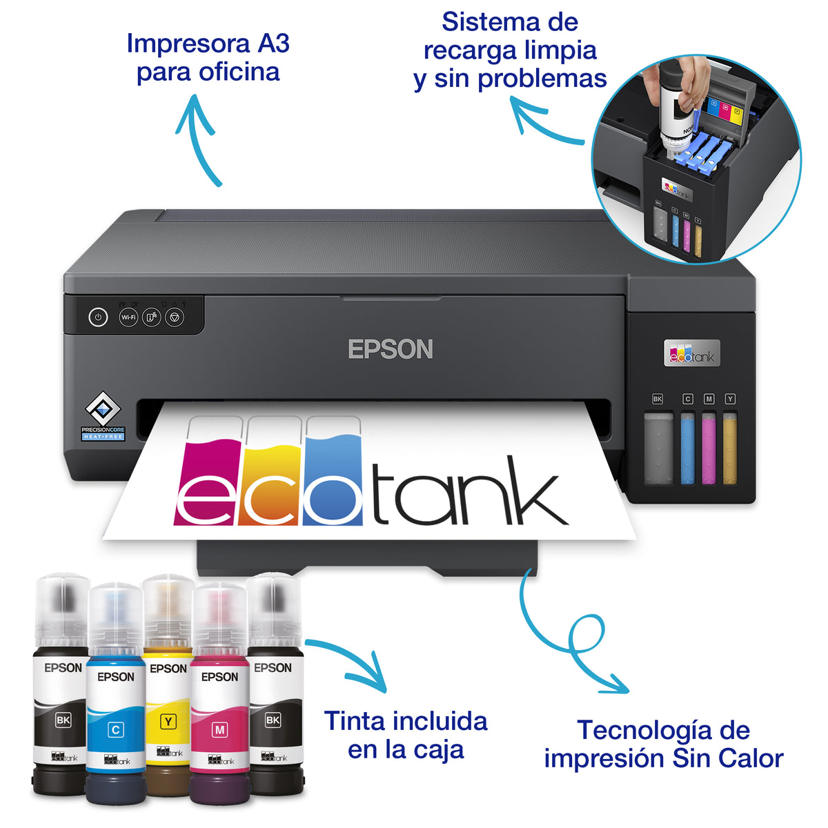 Impresora Epson inyeccion color ecotank et - 14100 a3 · 15ppm · USB · WiFi