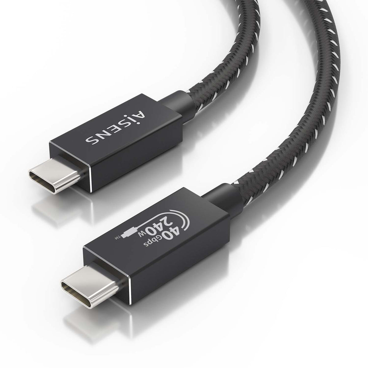 Cable USB 4.0 Tipo-C Aisens A156-0867/ USB Tipo-C Macho - USB Tipo-C Macho/ Hasta 240W/ 40Gbps/ 1m/ Gris