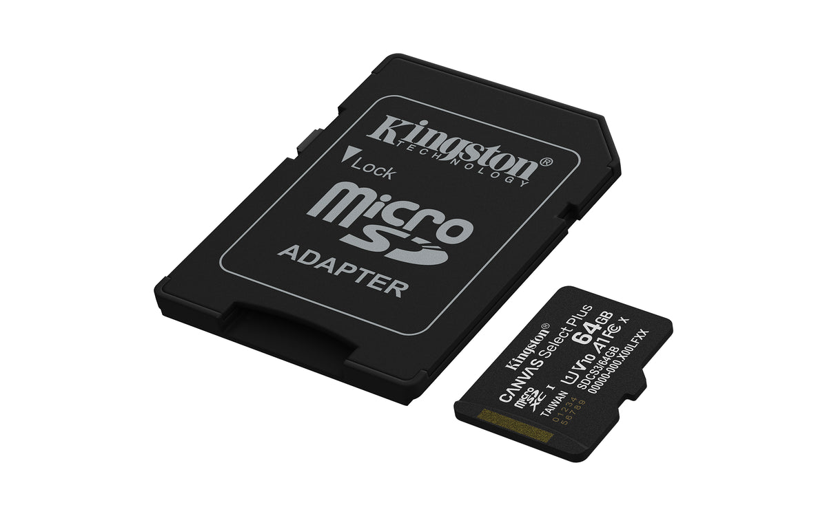 Tarjeta memoria micro sdxc 64GB Kingston canvas select plus + adaptador sd