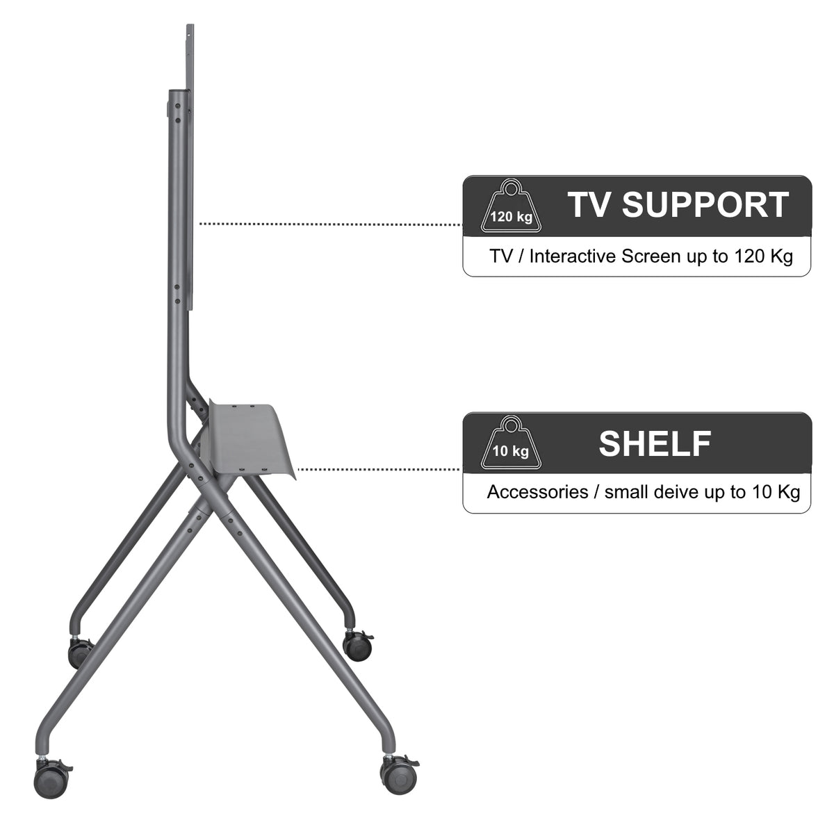 Pedestal móvil para suelo Ewent ew1542 para tv de 50 pulgadas - 86 pulgadas carga maxima 120kg