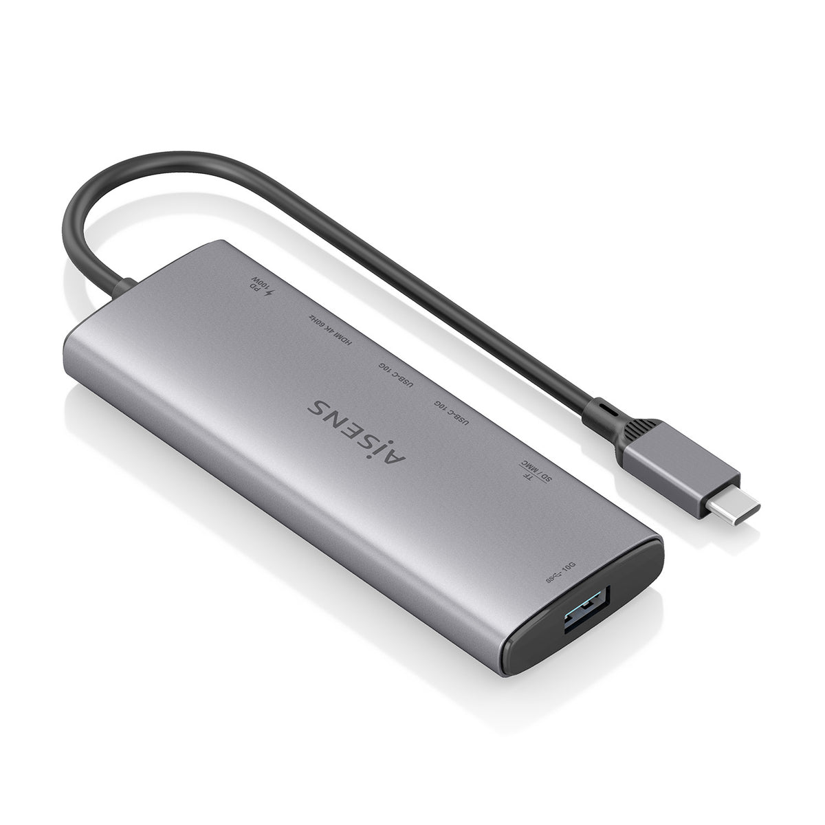 Docking USB Tipo-C Aisens ASUC-7P031-GR/ 1xHDMI 4K/ 1xUSB/ 2xUSB Tipo-C/ 1xLector Tarjetas/ 1xUSB Tipo-C PD/ Gris