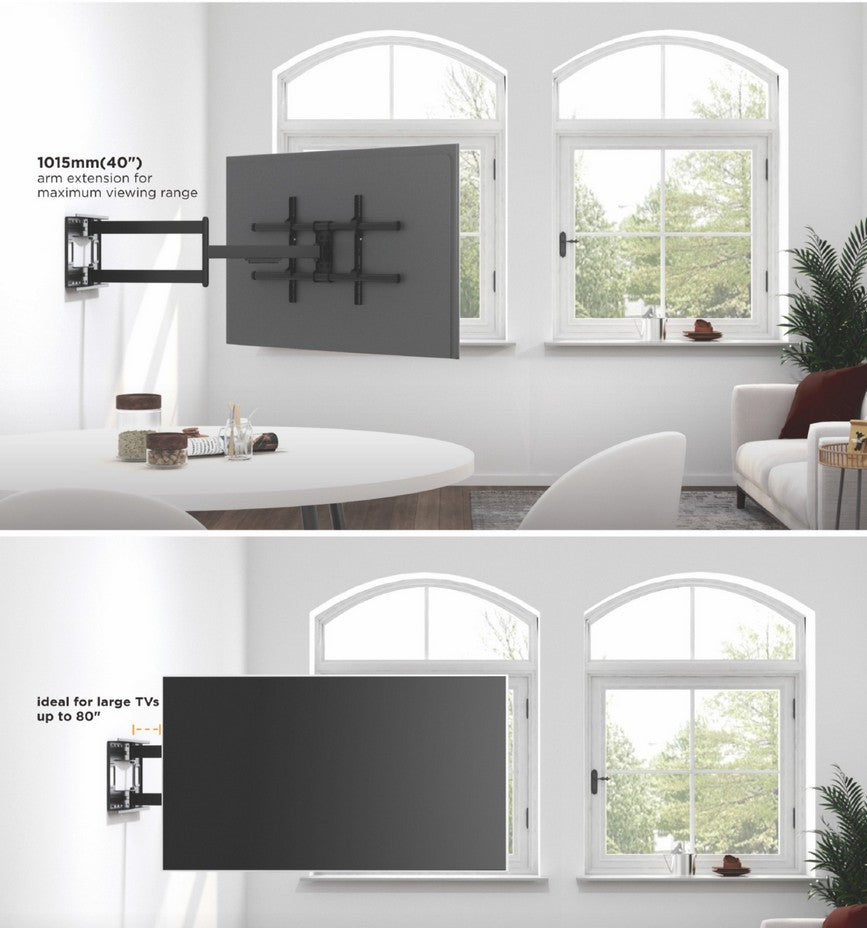 Soporte de pared orientable Equip para pantalla de 43 pulgadas · 80 pulgadas doble brazo largo articulado Equip max.