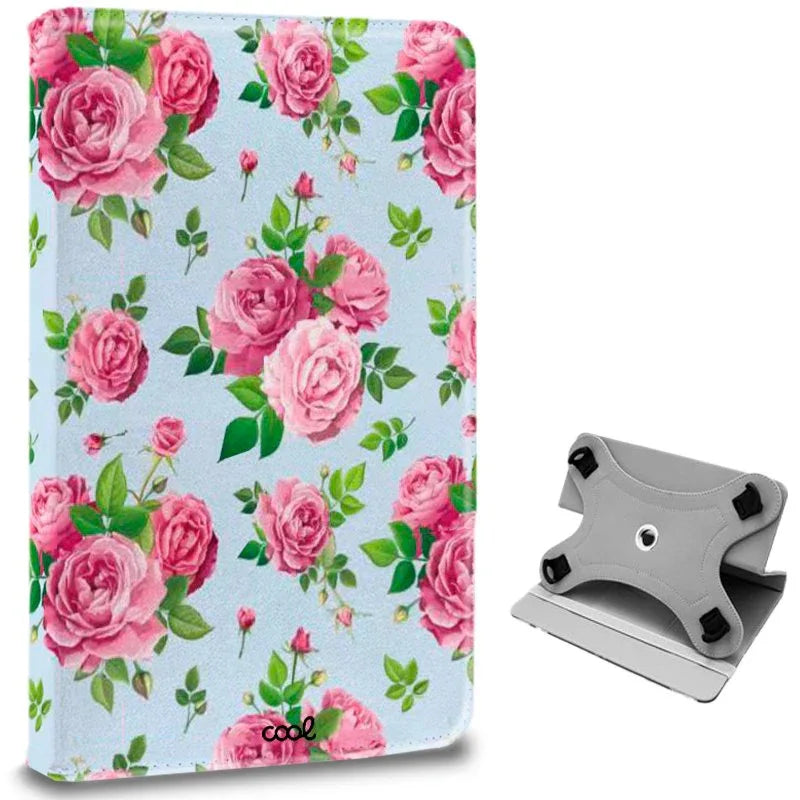 Funda COOL Ebook / Tablet Universal 9.7 - 11 pulg Polipiel Rosas (Panorámica) - PixelPlaza