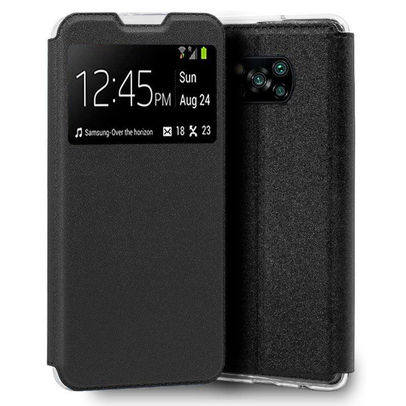Funda COOL Flip Cover para Xiaomi Pocophone X3 / X3 Pro Liso Negro - PixelPlaza