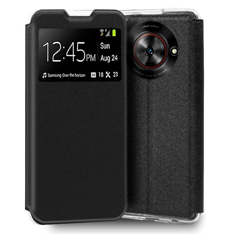 Funda COOL Flip Cover para ZTE Blade A75 5G Liso Negro - PixelPlaza
