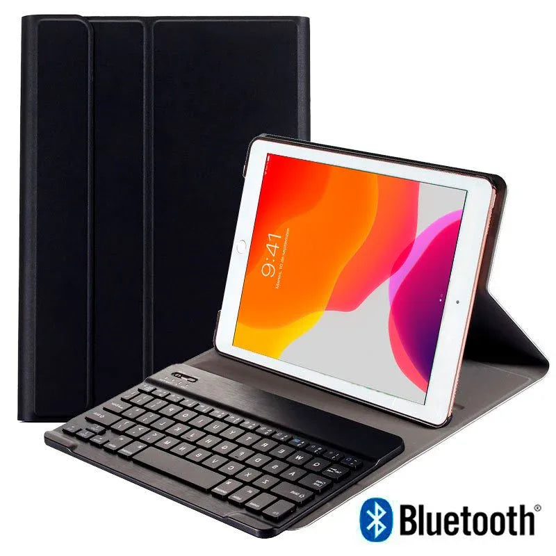 Funda COOL para iPad (2019 / 2020 / 2021) de 10,2 pulg Polipiel Teclado Bluetooth (Negro) - PixelPlaza