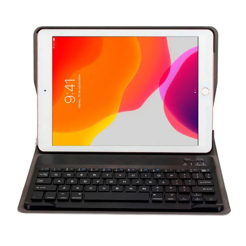 Funda COOL para iPad (2019 / 2020 / 2021) de 10,2 pulg Polipiel Teclado Bluetooth (Negro) - PixelPlaza