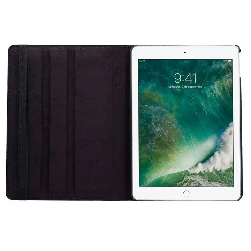 Funda COOL para iPad Air / Air 2 / Pro 9.7 / iPad 2017 / iPad 2018 9.7 pulg Giratoria Polipiel Negro - PixelPlaza