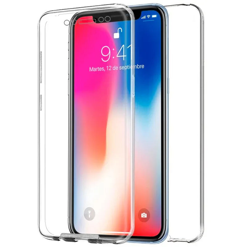 Funda COOL Silicona 3D para iPhone X / iPhone XS (Transparente Frontal + Trasera) - PixelPlaza