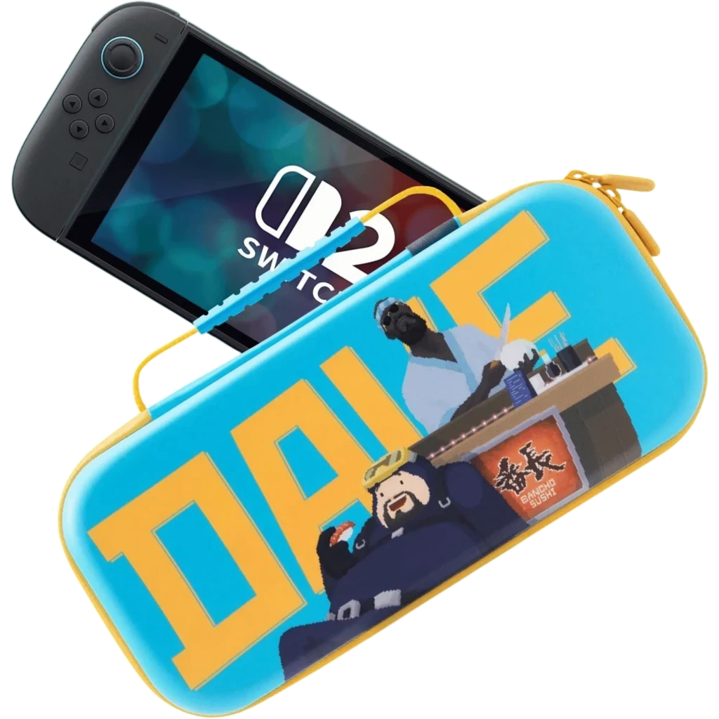 FUNLAB Funda Dave the Diver Edition Azul Claro para Switch 2/1/OLED - Rígida, EVA, 10 Ranuras