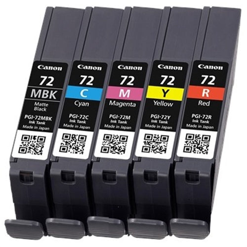Canon CARTUCHO PGI72 PACK 5 COLORES MBK/C/M/Y/R PIXMA PRO-10 (Cian, Magenta, Negro mate, Rojo, Amarillo)