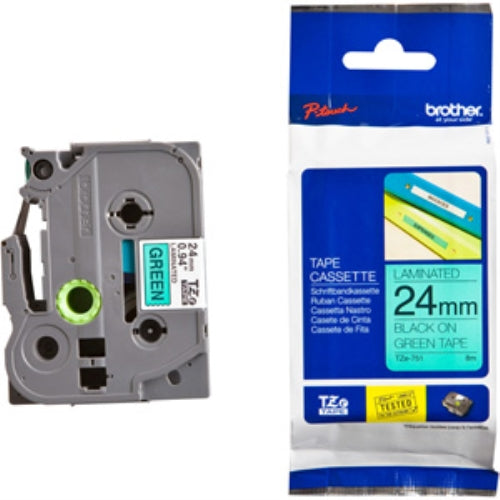 Brother Cinta laminada verde/ negro 24mm