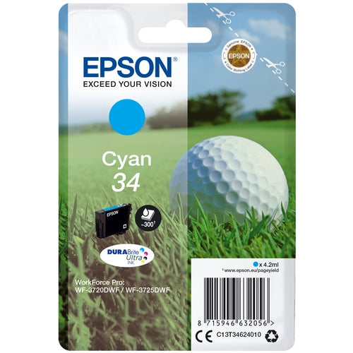 Epson cartucho 34 cyan WF3720 WF3725 DURABrite Ultra ink 4.2ml
