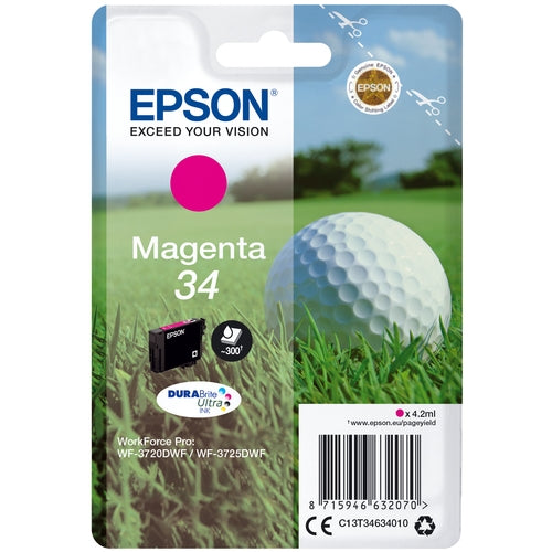 Epson Cartucho 34 magenta WF3720 WF3725 DURABrite Ultra ink 4.2ml