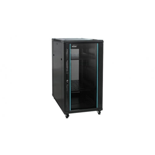 Armario rack suelo 19" PHASAK-PRO 42U 600x1000 negro, 2 bandejas fijas+Ventilación X4-12" + Regleta X6 (INCLUYE MONTAJE 