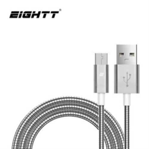 Eightt Cable USB a MicroUSB Trenzado de Nylon Color 1.0 m Plata #plata