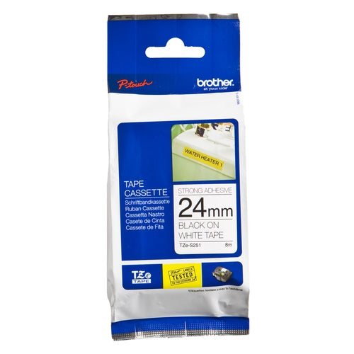 Brother TZeS251 - Adhesivo extrarresistente - negro sobre blanco - Rollo (2, 39 cm x 7, 99 m) 1 bobina(s) tipo laminado 
