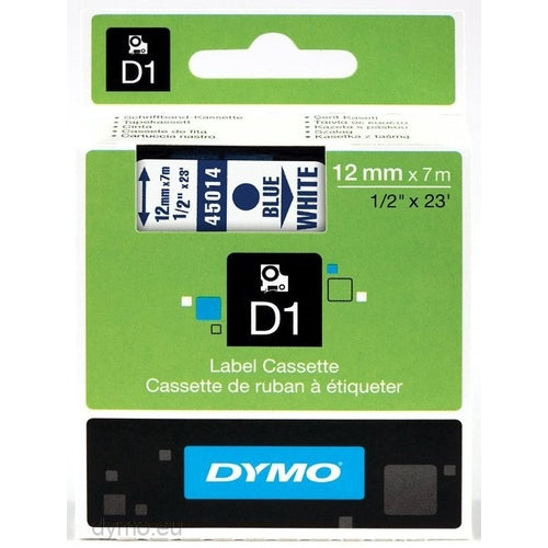 Dymo Cinta Mecanografico Azul Sobre Blanco 12 mm x 7 m
