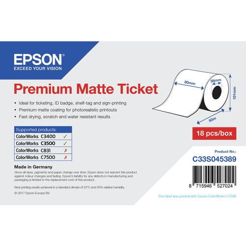 Epson Papel normal, mate, 80mm x 50m C33S045389 (Couponrolle)