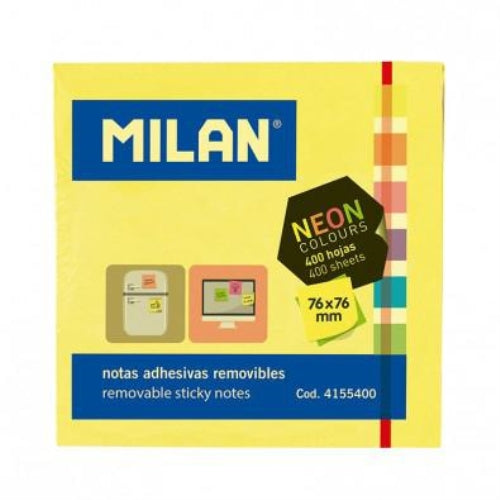 Milan Bloc Notas Adhesivas Cubo 400 notas 76X76 colores neon