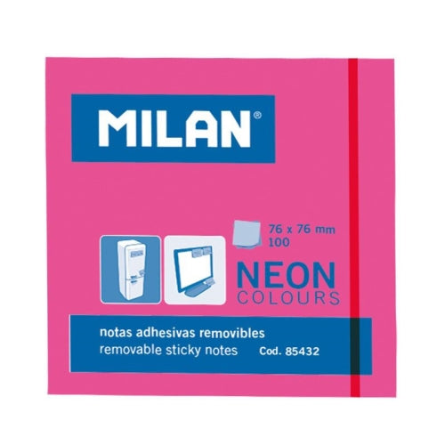 Milan Bloc Notas Adhesivas 100 hojas 76X76MM rosa neón
