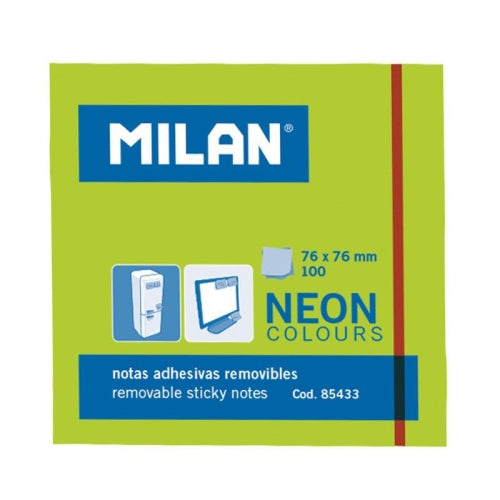 Milan Bloc Notas Adhesivas 100 hojas 76X76MM verde neón - 10U.