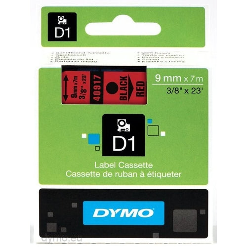 Dymo Cinta De Transferencia Termica D1 40917, negro sobre rojo de 9M, de plástico