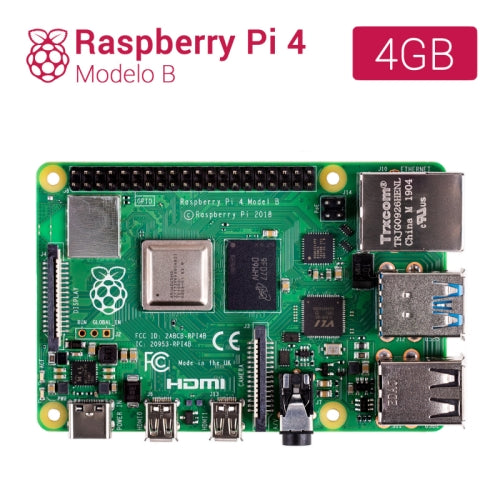 Raspberry Pi 4 modelo B - Broadcom BCM2711 Quad core Cortex-A72 - 4GB - WiFi - Bluetooth - Gigabit Ethernet - 2 x USB 3.