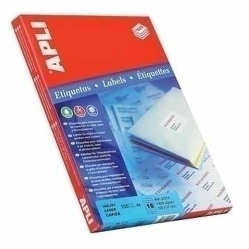Apli Etiquetas Blanco Para Impresora Inkjet, Lser Y Fotocopiadoras / 52,5 x 29,7MM / cantos rectos - 100 hojas