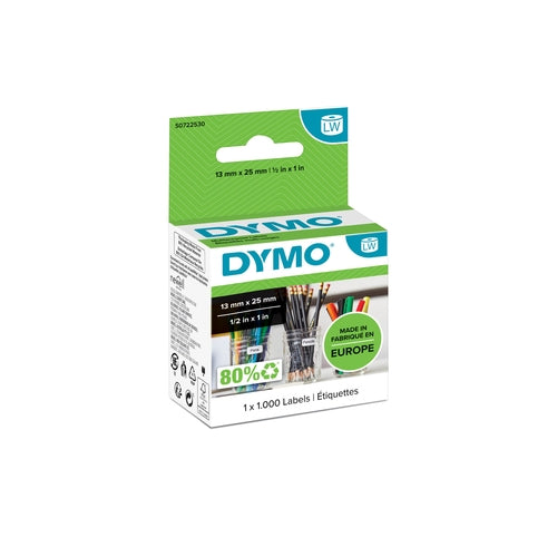 Dymo Lw 11353 etiquetas transf. termica 13X25MM negro sobre blanco 1000UDS
