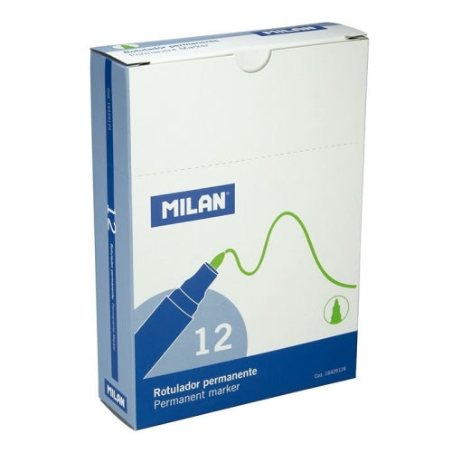 Milan Rotuladores permanentes color verde.Punta redonda 4 mm. cajas de 12 unidades.