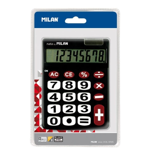 Milan Calculadora Negro 8 digitos dual blister