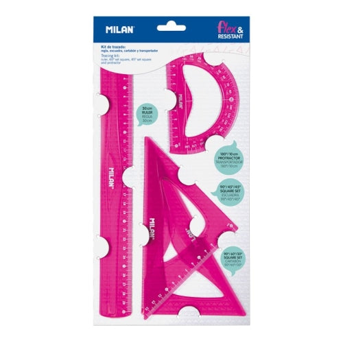 Milan Kit De 4 reglas flex&resistant rosa translucido