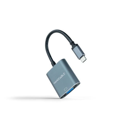 Nanocable - Conversor USB-C a VGA, USB-C/M-VGA/H, Aluminio, Color Gris, 10 cm