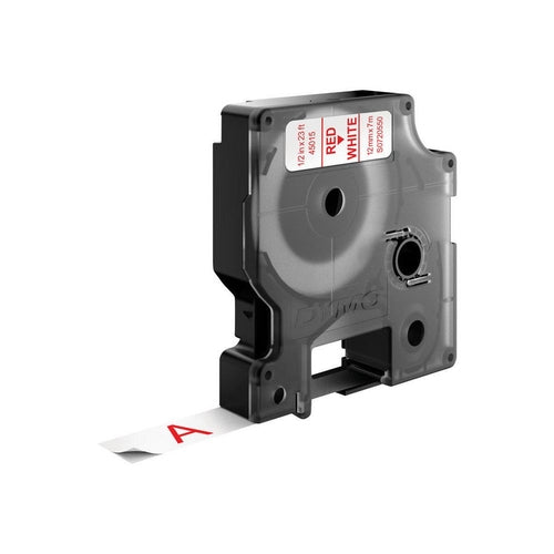 Dymo Cinta De Transferencia Termica D1 45015. etiquetas estándar rojo sobre blanco de 12MMX7M. poliester autoadhesiva. r