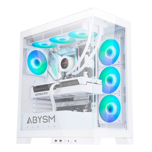 Abysm Gaming - Caja ATX Sava H500 Blanca - 2 x USB 3.0 - 1 x USB-C 3.1 - VGA hasta 43cm - 4 x 120 mm ARGB incluídos - Ha