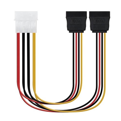 Cable SATA alim 5.25(MOLEX 4PIN)/M-2xSATA/H 30 cm
