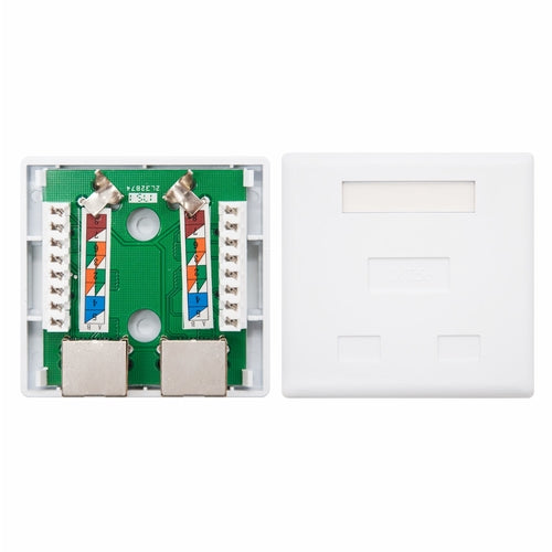 Roseta superficie RJ45 CAT.5E ftp 2 tomas, blanco